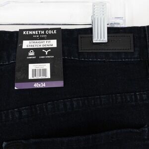 Kenneth Cole New York Men's 40x34 Straight Fit Stretch Denim Jeans Dark Blue NEW